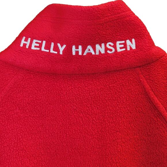 Helly Hansen Fleece Jacket Mens Sz L Red Full Zip Relaxed Fit Logo Spell Out - Picture 8 of 10